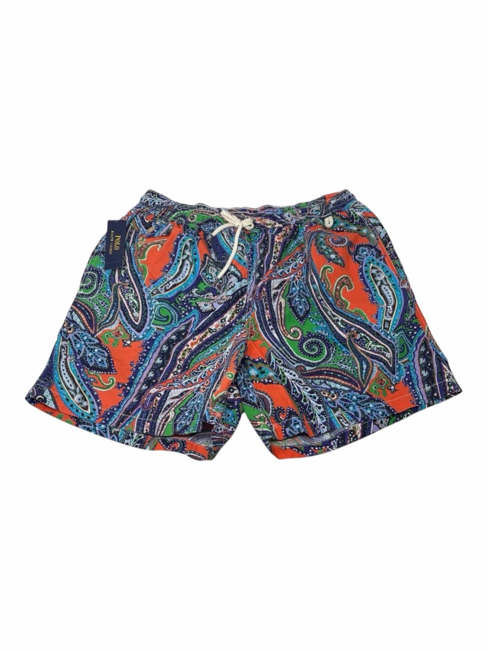 NWT Boys XL Polo Ralph Lauren Swimwear Trunks Paisley Orange Blue MSRP $98